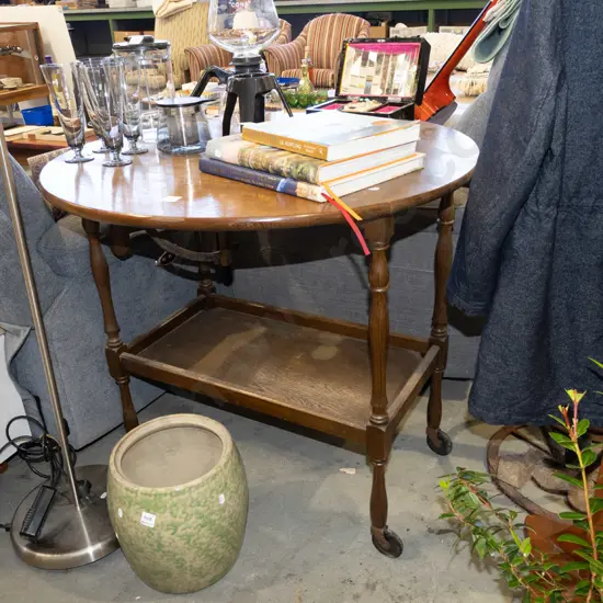 oak drop side tea trolley