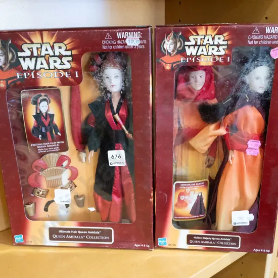 2x boxed Star Wars Episode 1 Queen Amidala figurines - some mould in boxes