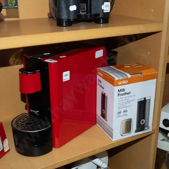 espresso pod coffee machine, boxed milk frother