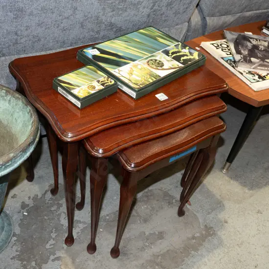 mahogany nest of 3 tables