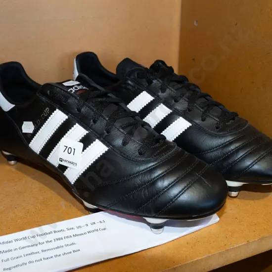 pair of as new Adidas football boots - UK 8.5 - made in Germany for 1986 Mexican World Cup
