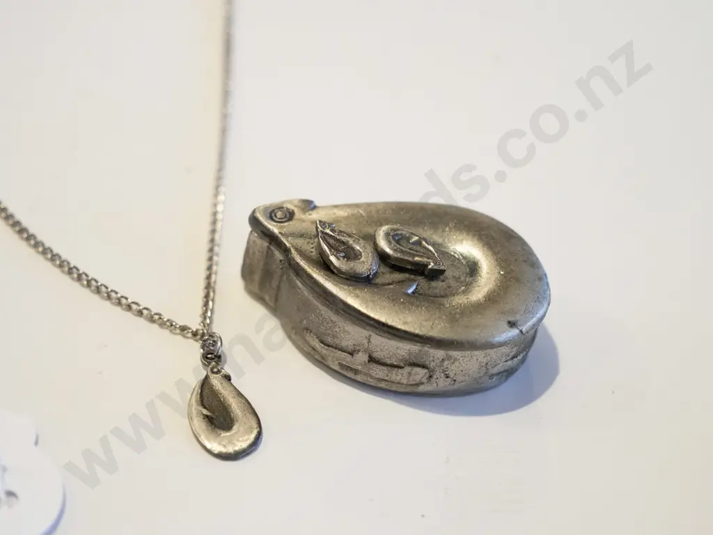 fish hook pendant necklace, matching small container, earrings Image 1++