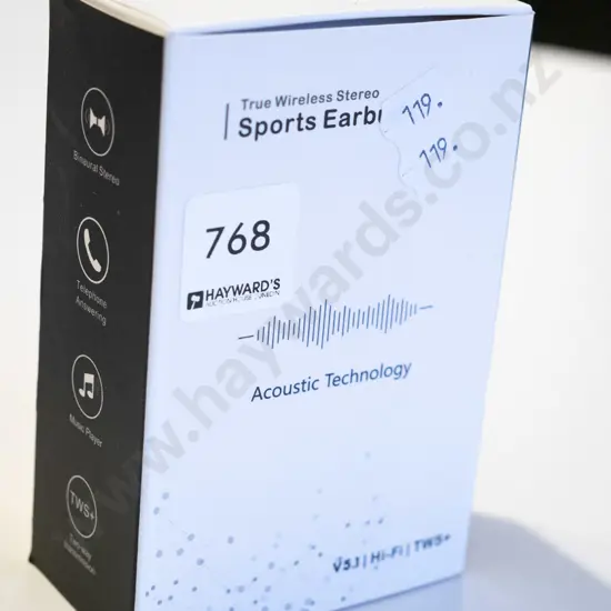 pair of wireless Vislla sports ear buds in box