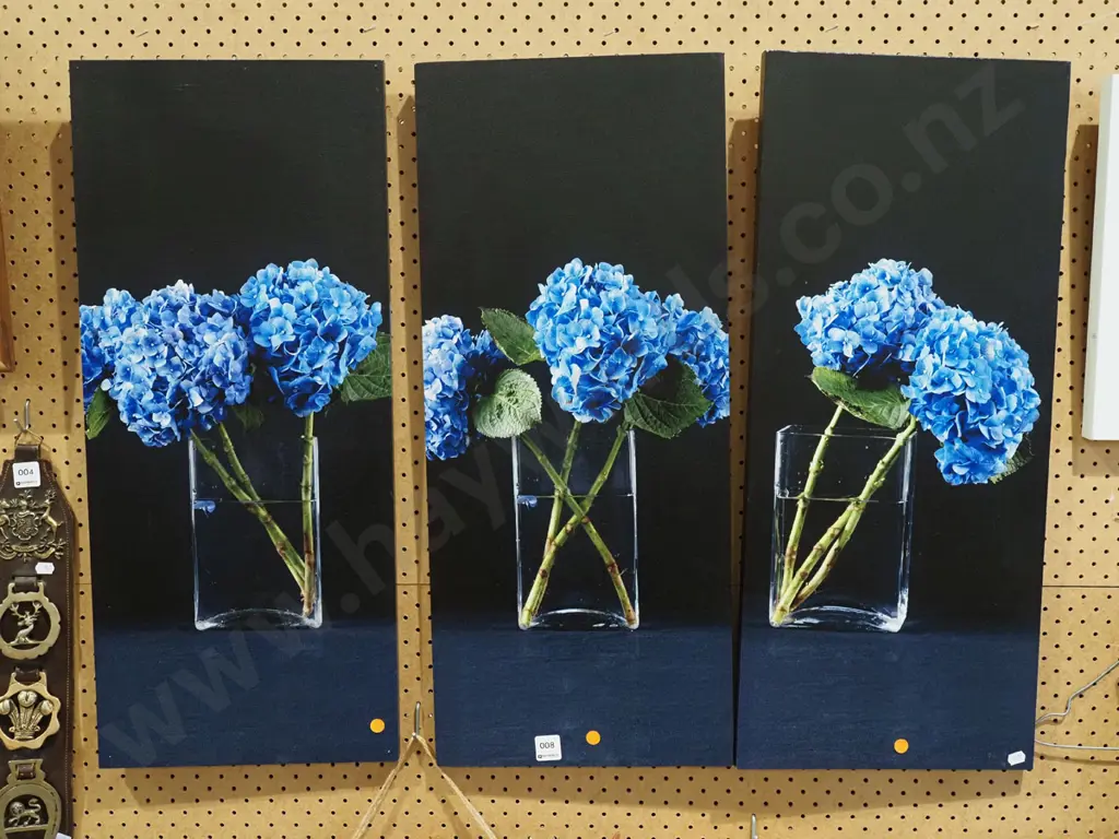 3x print on boxed canvas - blue hydrangeas Image 1++