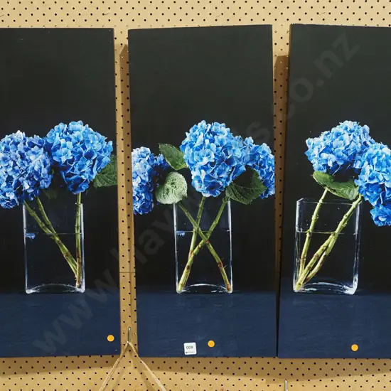 3x print on boxed canvas - blue hydrangeas