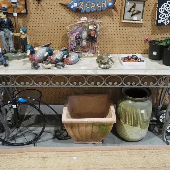metal based marble top hall table H650 W1470 D400