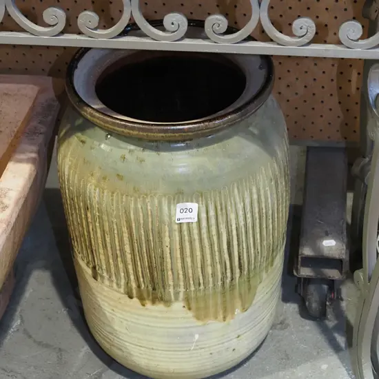 studio pottery salt glazed storage crock - no lid H430