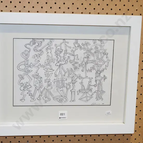 framed ink - doodle (foxing)