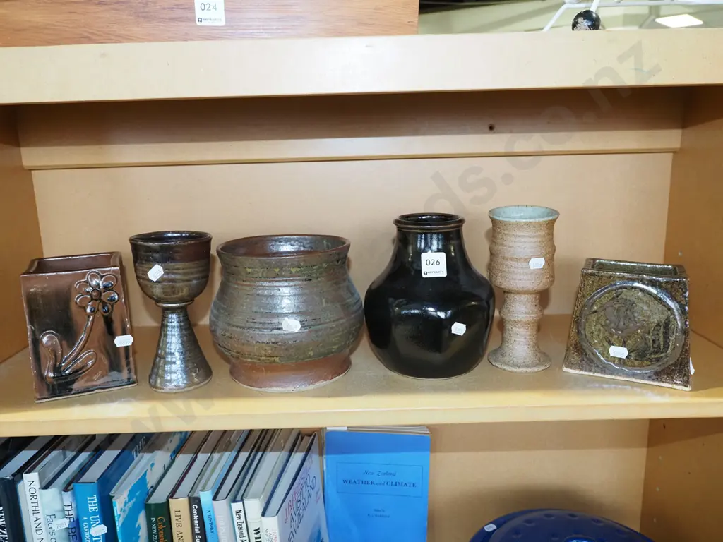 shelf; pottery vases, goblets etc Image 1++