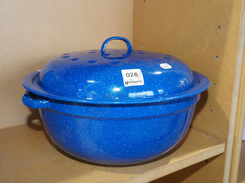 speckled blue enamel lidded casserole Diam-280 Image 1++