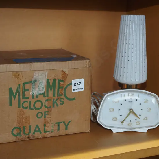 mid century illuminated alarm clock and original box H250