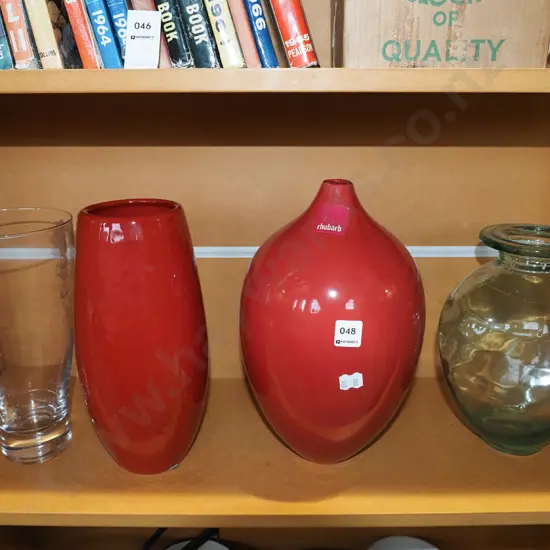 shelf; ceramic and glass vases Tallest H330