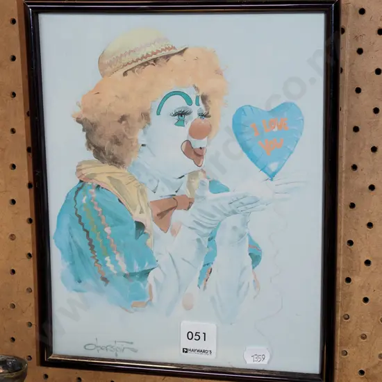 framed clown print