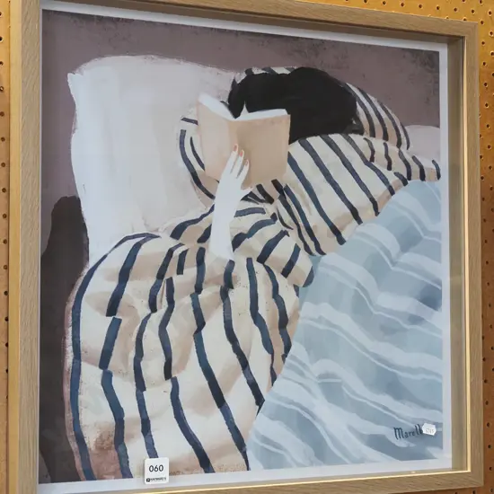 framed print - reading book in bed