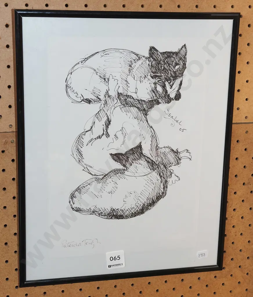 framed Patricia Tough ink - cat Image 1++
