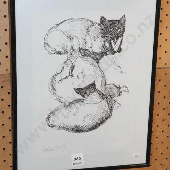 framed Patricia Tough ink - cat