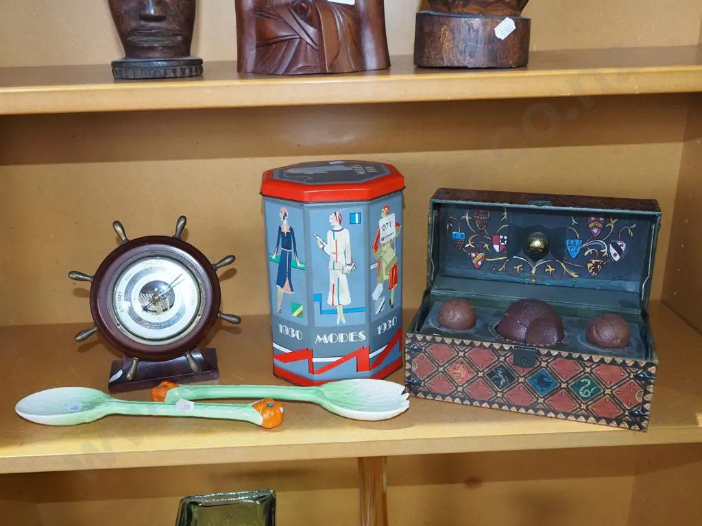 salad servers, barometer, vintage tin etc Image 1++
