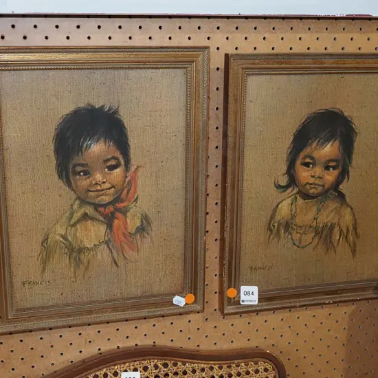 2x framed Francis prints- orange dots