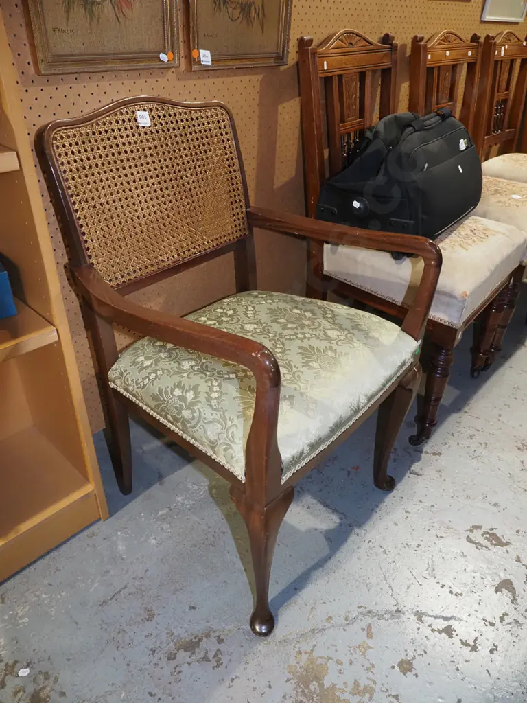 mahogany and rattan upholstered bedroom chair Image 1++