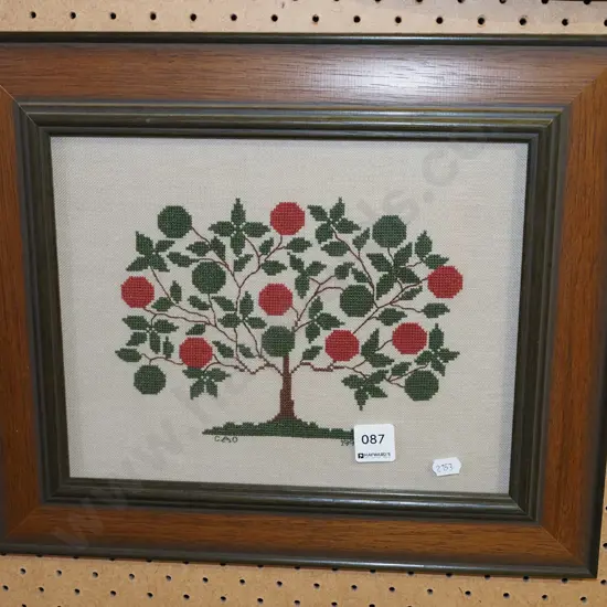 framed needlework - apple tree