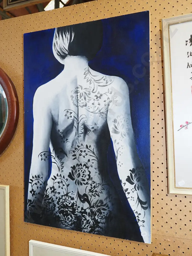 framed acrylic on board - female portrait from the back Image 1++