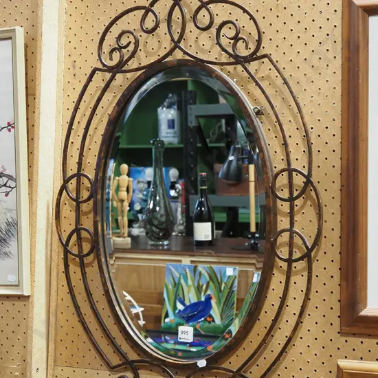 oval bevelled edge wall mirror H760