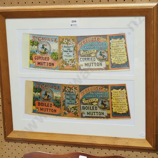 framed St George tin labels