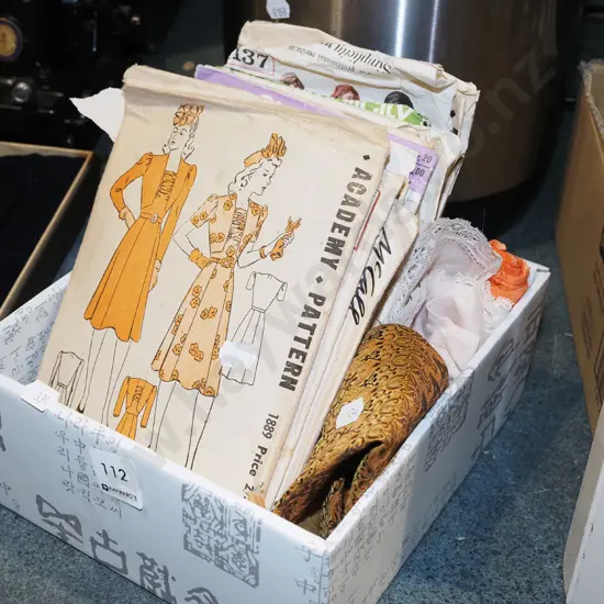 small box of sewing patterns