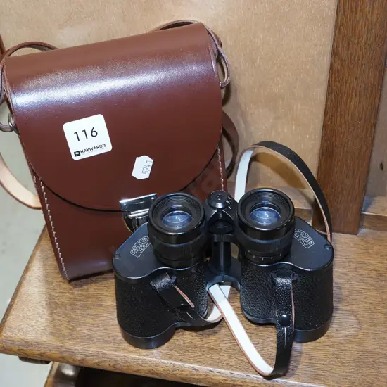 pair of 8x30 leather cased field binoculars