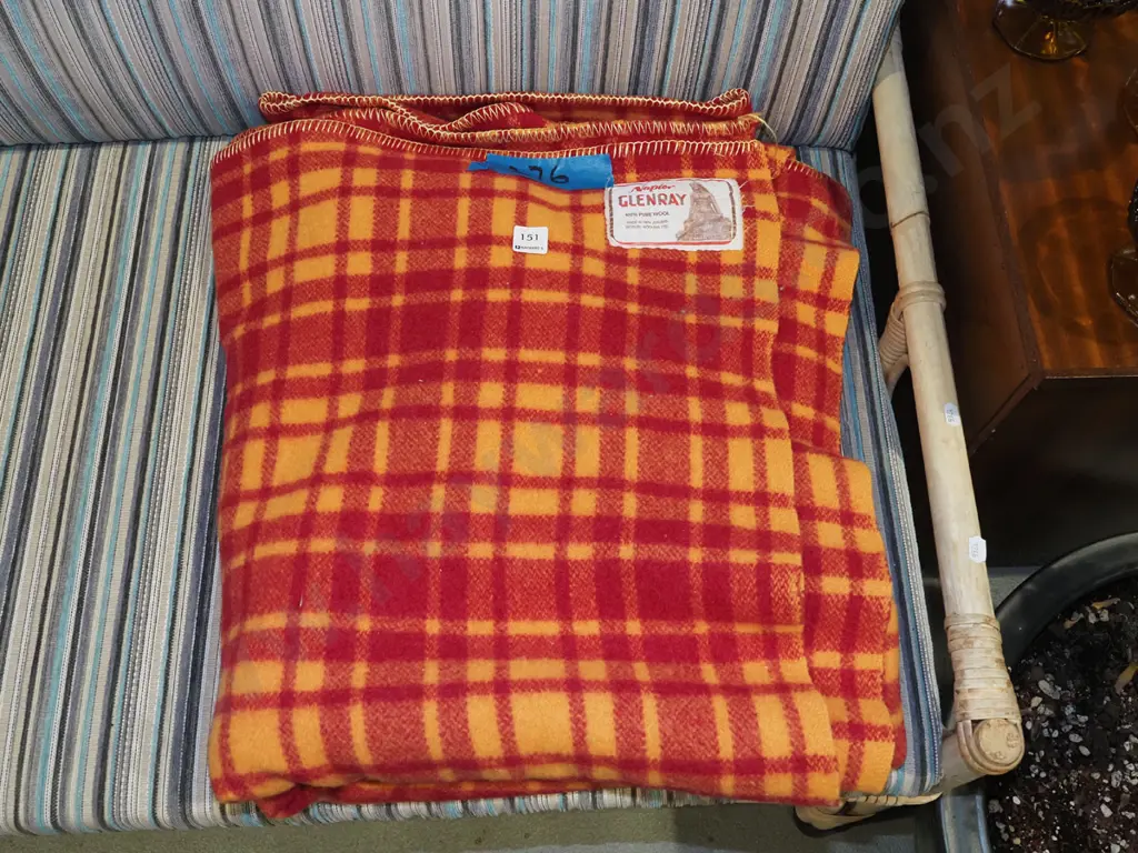 red and orange checked woollen blanket Image 1++