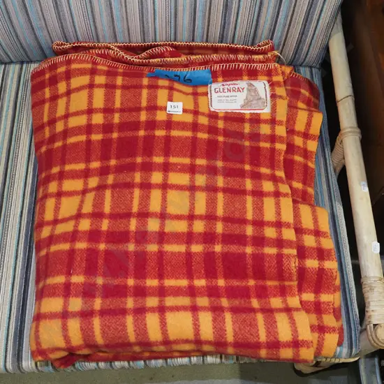 red and orange checked woollen blanket