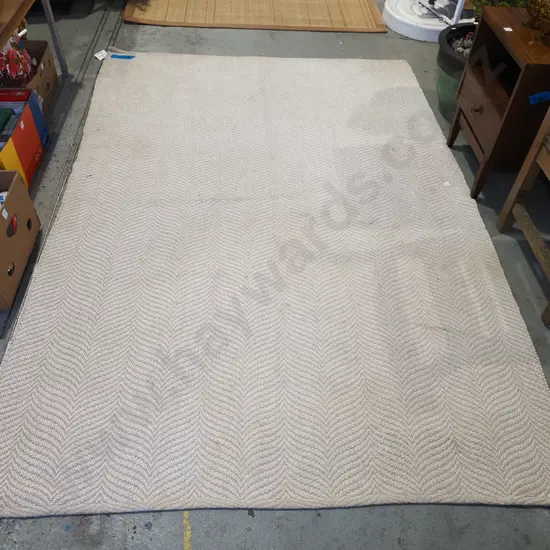 woven cream and taupe floor mat L2200 W1250 - slight marks and stains