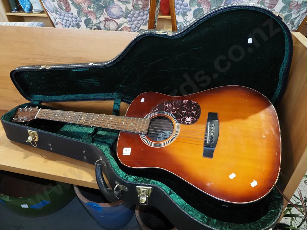 Hondo acoustic guitar and hard case Image 1++