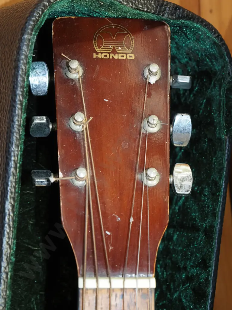 Hondo acoustic guitar and hard case Image 1++