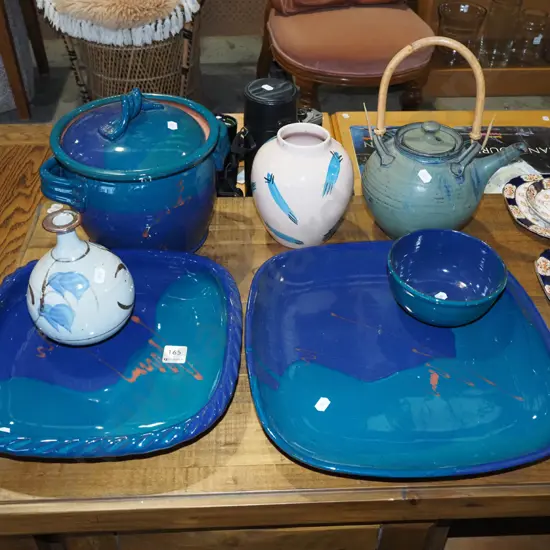 studio pottery lidded casserole, teapot etc