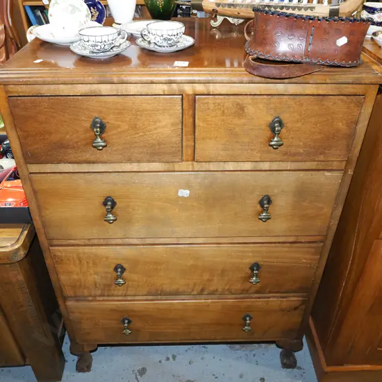 mahogany claw and ball foot 5 drawer chest H970 W700 D430