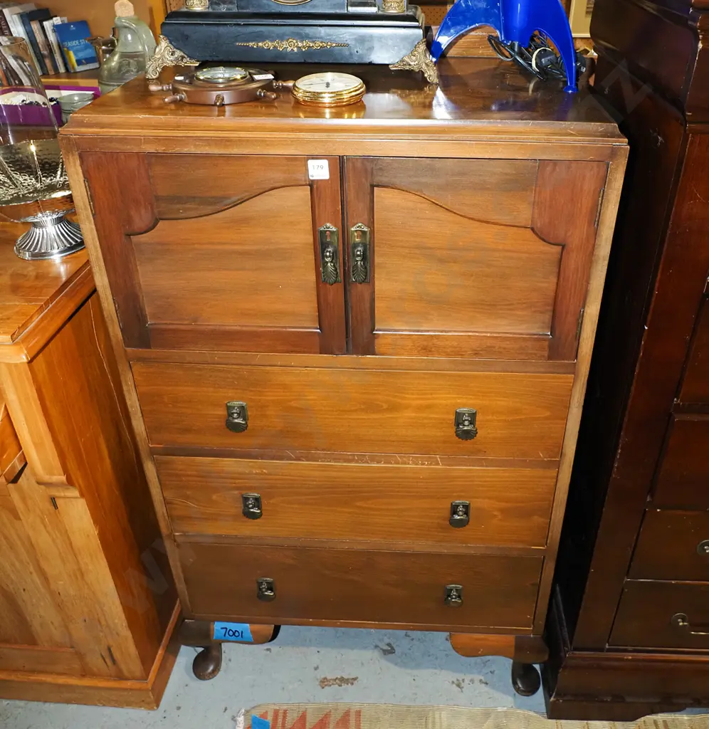 cab leg solid wood  3 drawer 2 door chest H1205 W710 D445 Image 1++