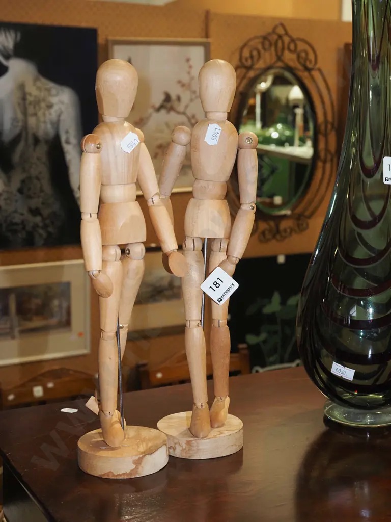 2x wooden articulated artists model H240 Image 1++
