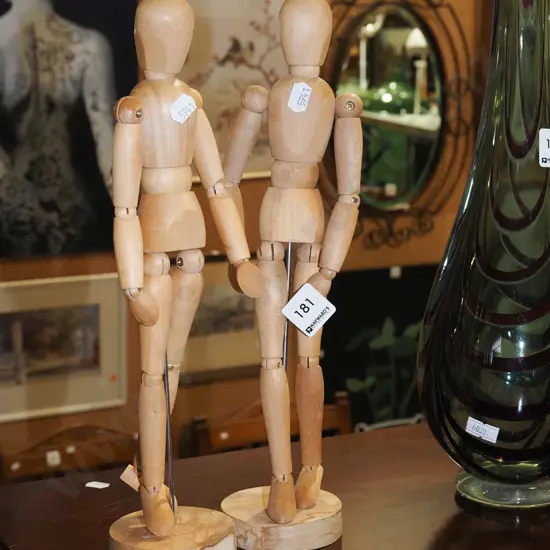 2x wooden articulated artists model H240