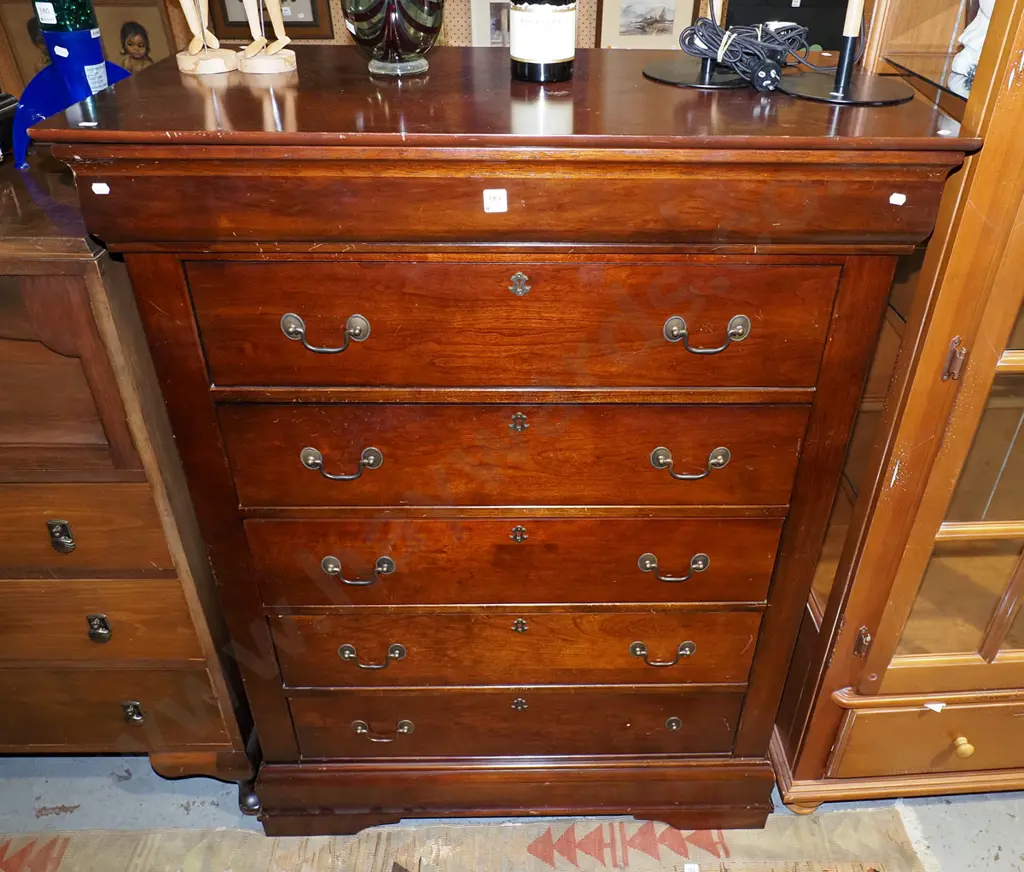 dark stained solid wood 6 drawer Scotch chest H1360 W1010 D505 Image 1++