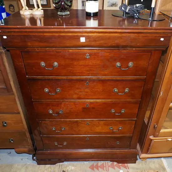 dark stained solid wood 6 drawer Scotch chest H1360 W1010 D505