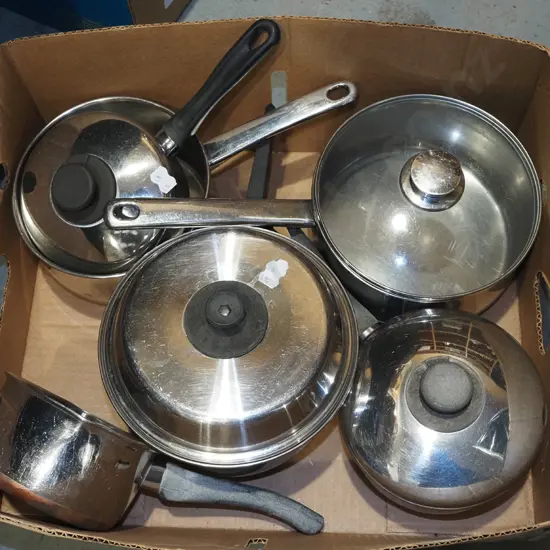 box of pots and pans