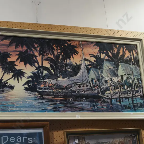 framed print - boat with jetty