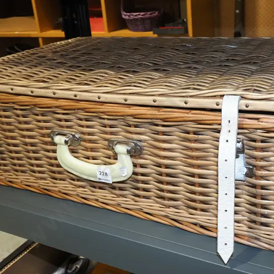woven plastic mid century picnic hamper