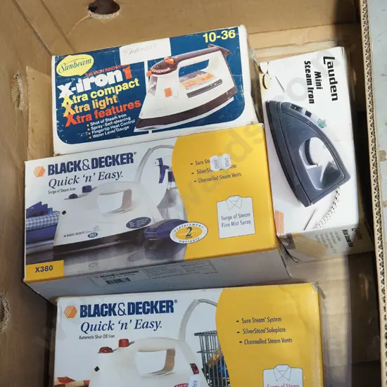 box; as new old irons
