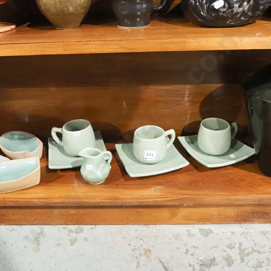 cups, saucers, bowls, lacquer vase H270