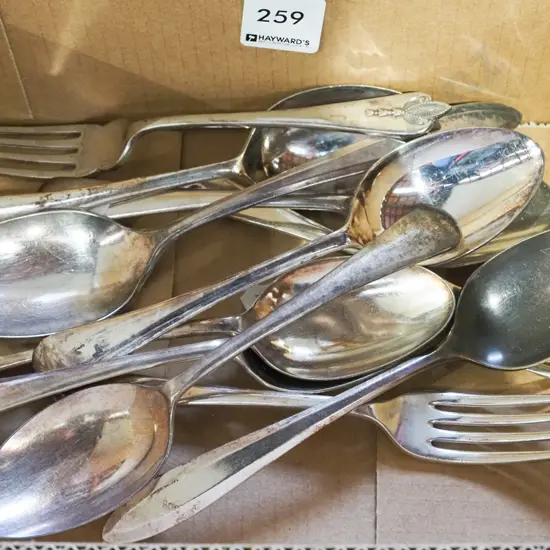box of spoons and forks