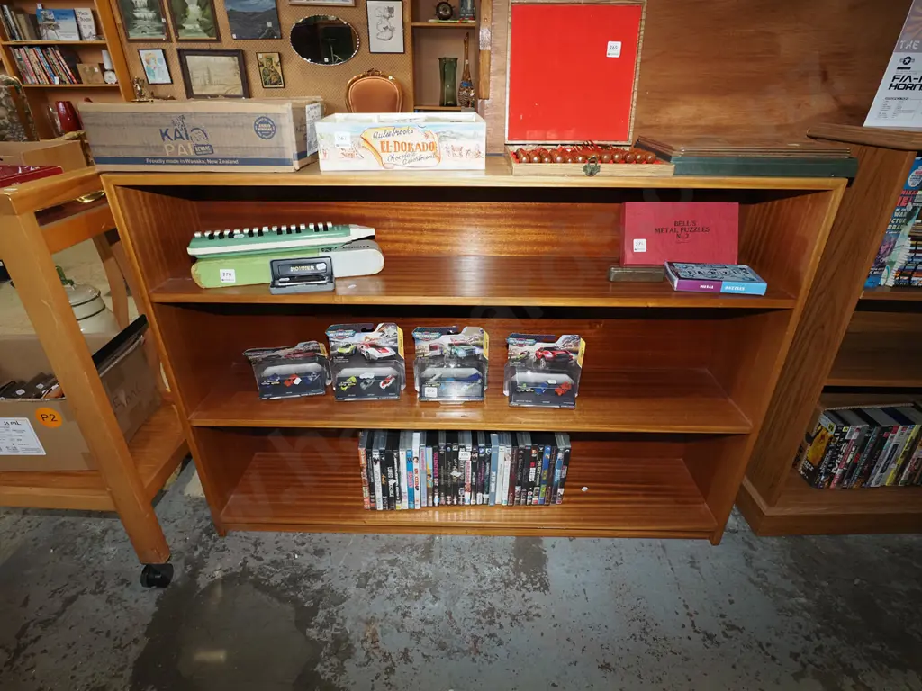 mahogany veneer bookcase - some fading H835 W1200 D245 Image 1++
