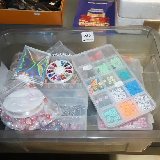 container of crafting beads