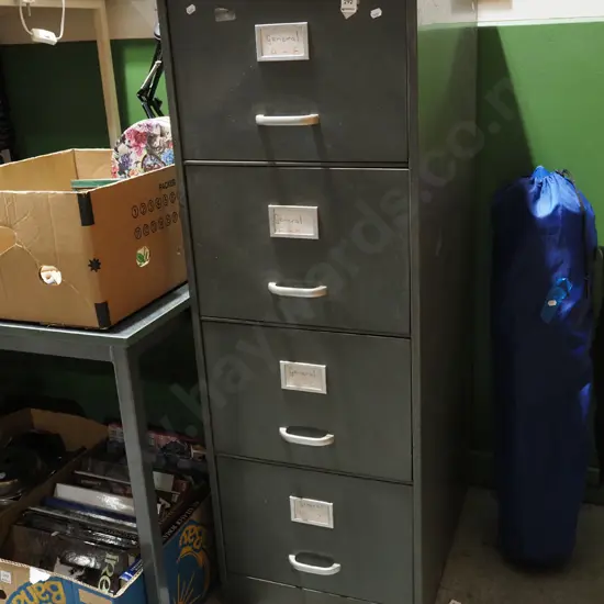 metal 4 drawer filing cabinet - key in office